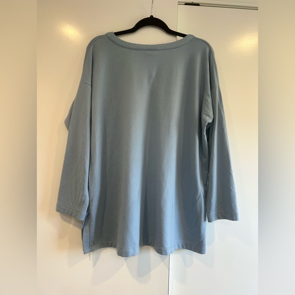 Pure J Jill Tunic Top Size XL Womens Blue Luxe Tencel Long Sleeve V Neck Comfy - Picture 7 of 10